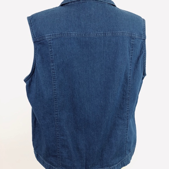 Denim Vest Bust 46" Studded Rivets 2 Chest Pockets - Picture 3 of 8